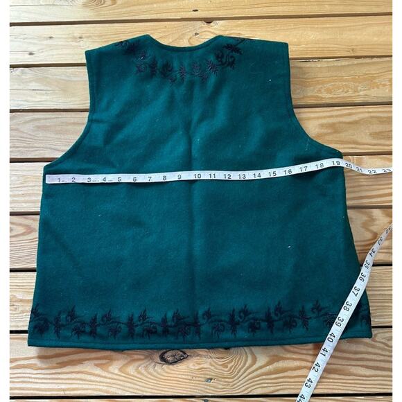 Ganesh Himal Wool Vest Size Large Women’s Green Button Front - Picture 6 of 6